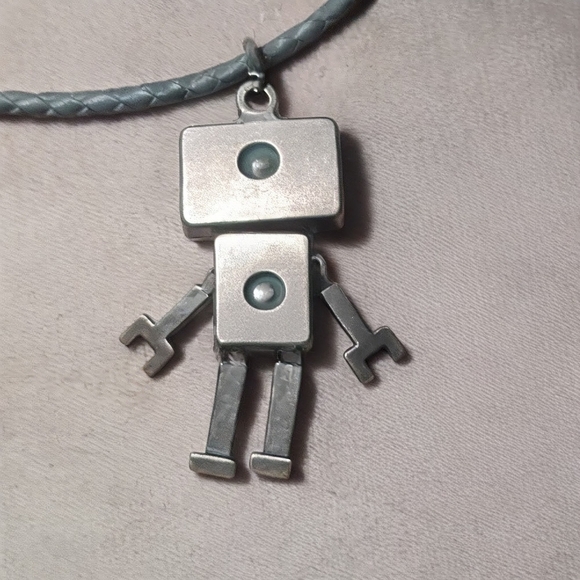 Antique Brass 2" Robot Pendant Necklace - Picture 2 of 2